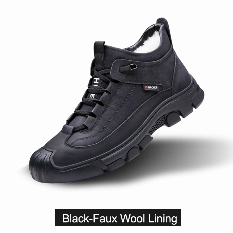 [Winter Gift] Men's Faux Wool Lining Leather Sneaker Best Sneakers Of All Time