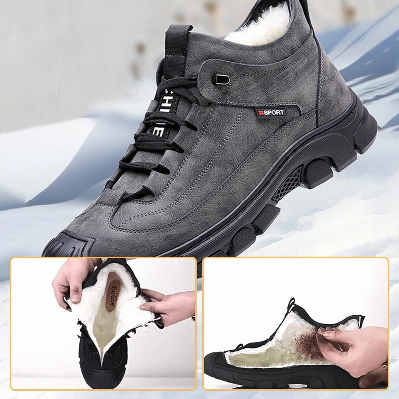 [Winter Gift] Men's Faux Wool Lining Leather Sneaker Size 18 Sneakers