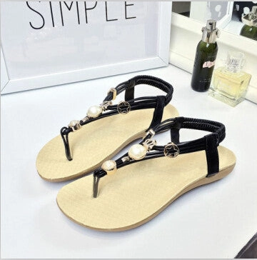 Poshmark Flip Flops Gamiss Plus Size Women Sandals Summer Women Flat Shoes Beach Flip Flops Comfort Sandals Woman's Beading Decoration Sandals
