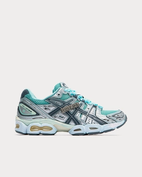 Best Long Distance Asics Running Shoes GEL-Nimbus 9 Checked Turquoise / Silver Low Top Sneakers