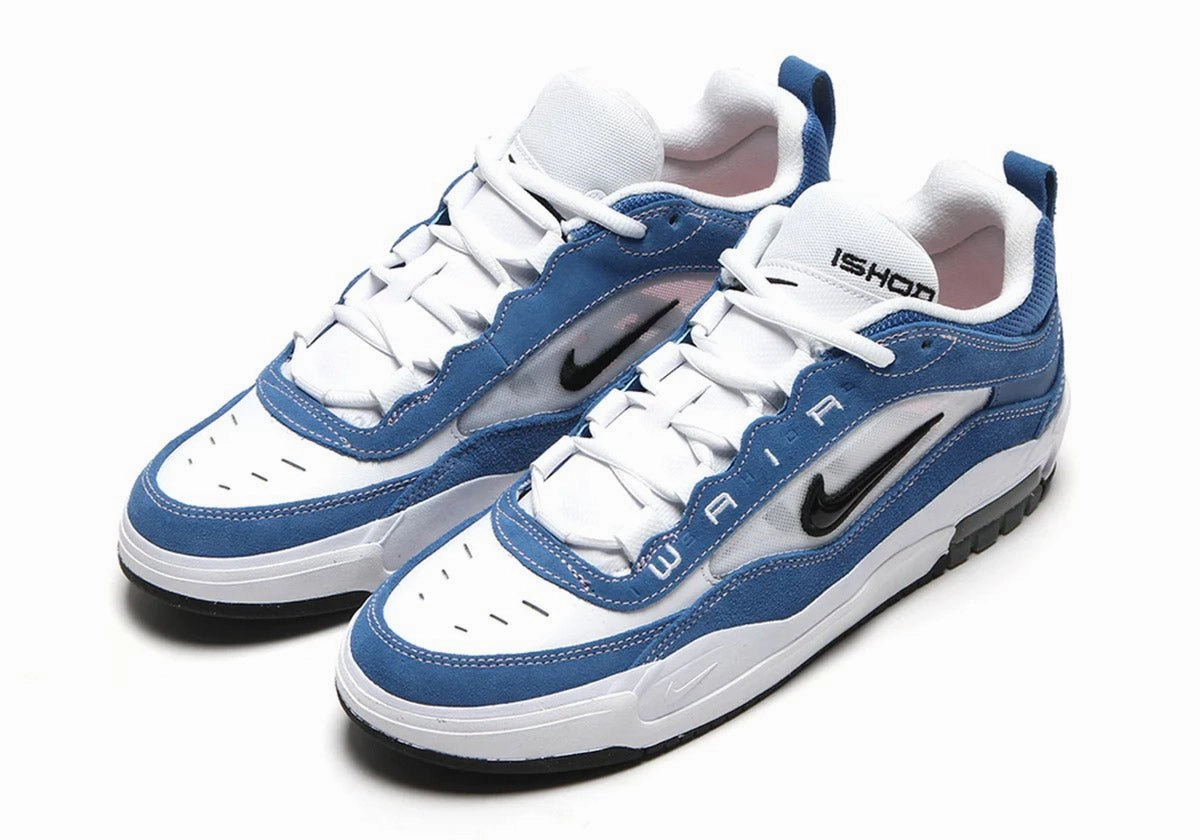 Asics Voleyball Shoes Nike SB Air Max Ishod Skate Shoes - Star Blue/White/Medium Soft Pink/Black