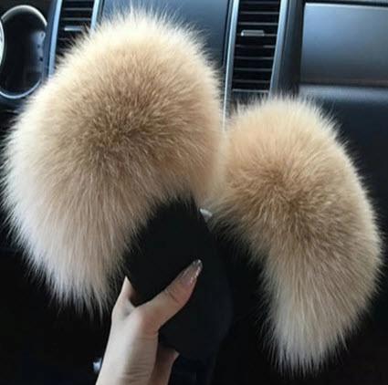 Target Reindeer Slippers Women Furry Slippers Cute Plush Fox Hair Fluffy Sandals