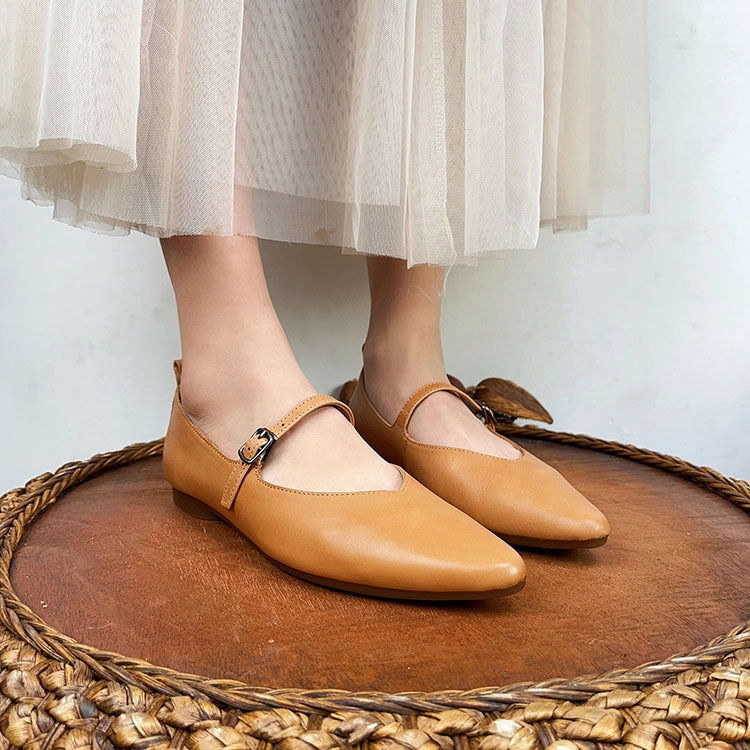 Retro 1 Low Slip Casual Shoes Genuine Leather Mary Jane Shoes For Women Flat Heel Buckle