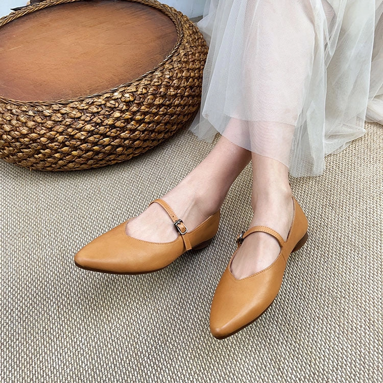 Genuine Leather Mary Jane Shoes For Women Flat Heel Buckle Best Luxury Casual Shoes