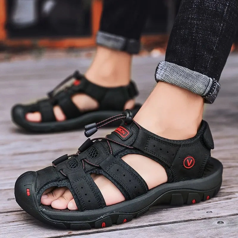 Genuine Leather Men Sandals Summer Men's Shoes Outdoor Water Shoes Leather Sandals For Men Grandpa Sandals