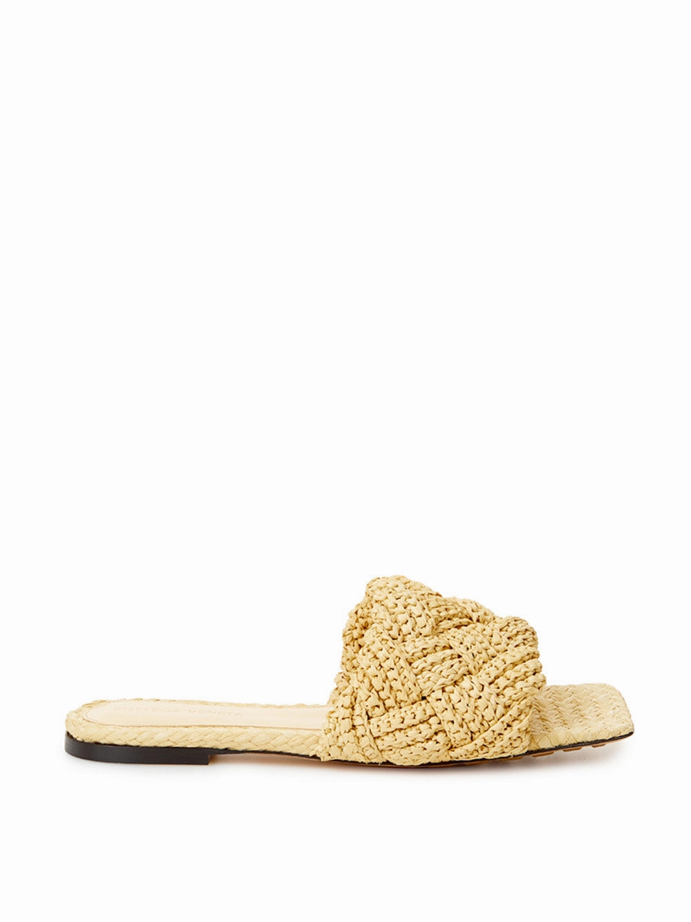 Bottega Veneta Beige Raffia Mule with Maxi Intreccio Detail Princess Diana Flat Shoes