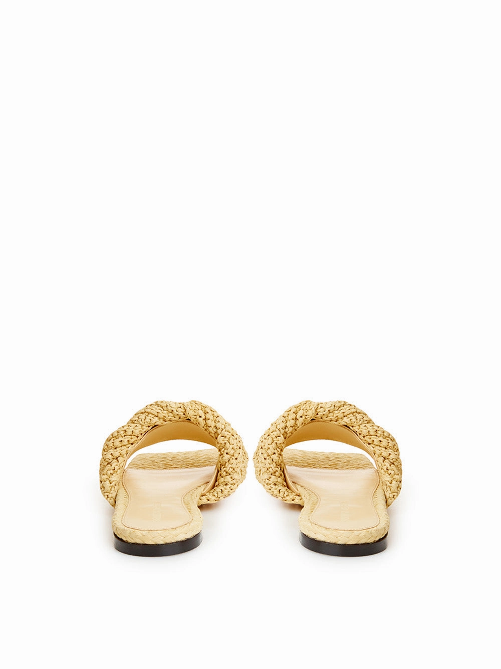 Bottega Veneta Beige Raffia Mule with Maxi Intreccio Detail Woven Leather Flat Shoes