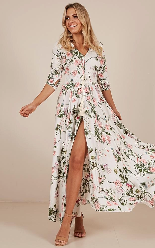 Boot Barn Slippers Ethnic Style Bohemian Big Hem V-neck Half Sleeve Dress