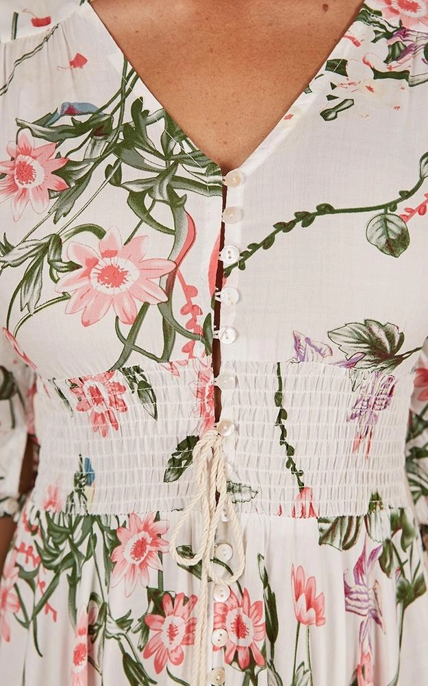 Slippers Smiley Face Ethnic Style Bohemian Big Hem V-neck Half Sleeve Dress