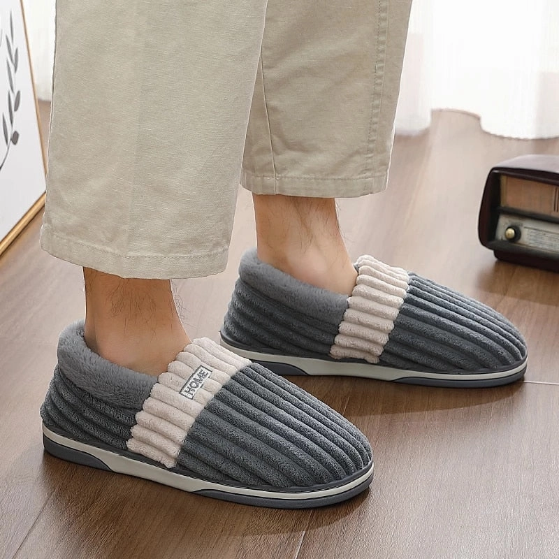 Groovywish Men Back Wrap Slippers Washable Winter Shoes Woven Leather Slides
