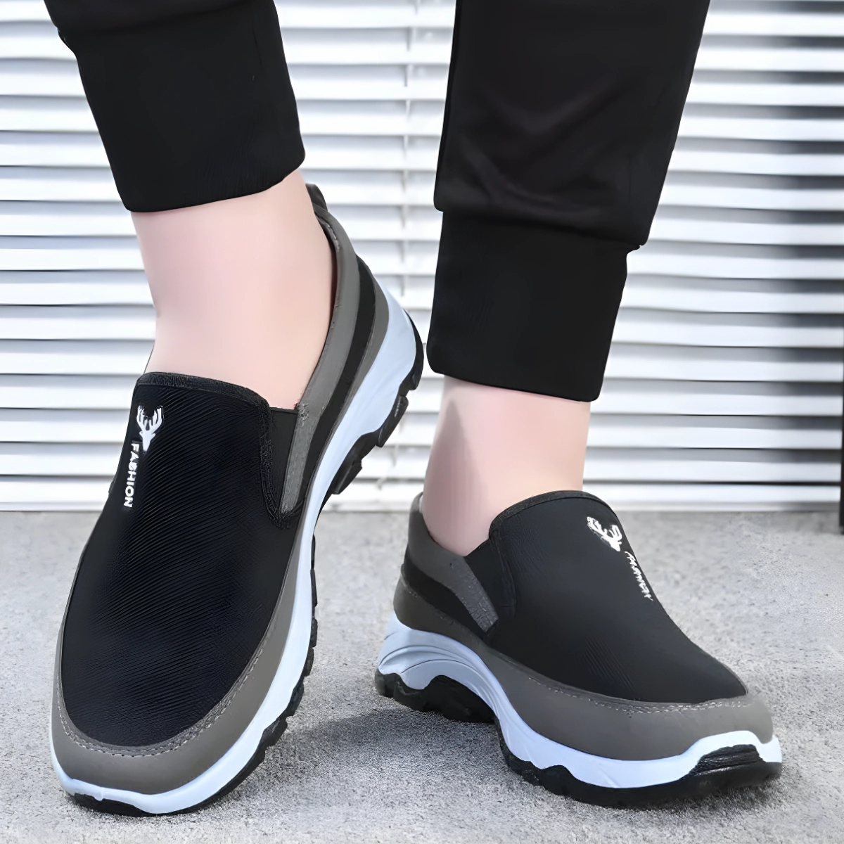 Best Running Shoes For Overpronation And Flat Feet GRW Orthopedic Men's Shoes Comfortable Soft Sole Canvas Slip-on