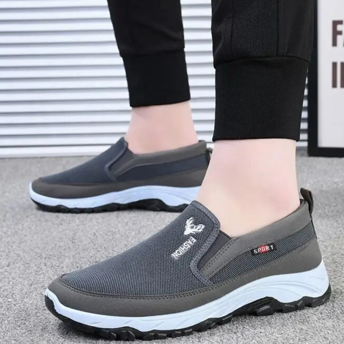 Flat Toe Ballet Shoes GRW Orthopedic Men's Shoes Comfortable Soft Sole Canvas Slip-on