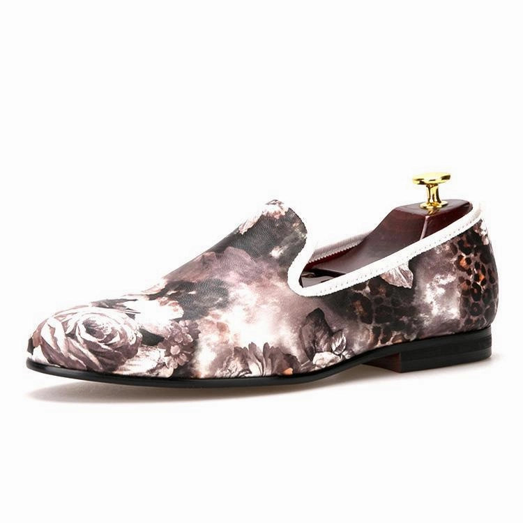 Best Dress Shoes For Wide Flat Feet OneDrop Handmade Leopard Flower Print Men Dress Shoes party Wedding Prom Loafers