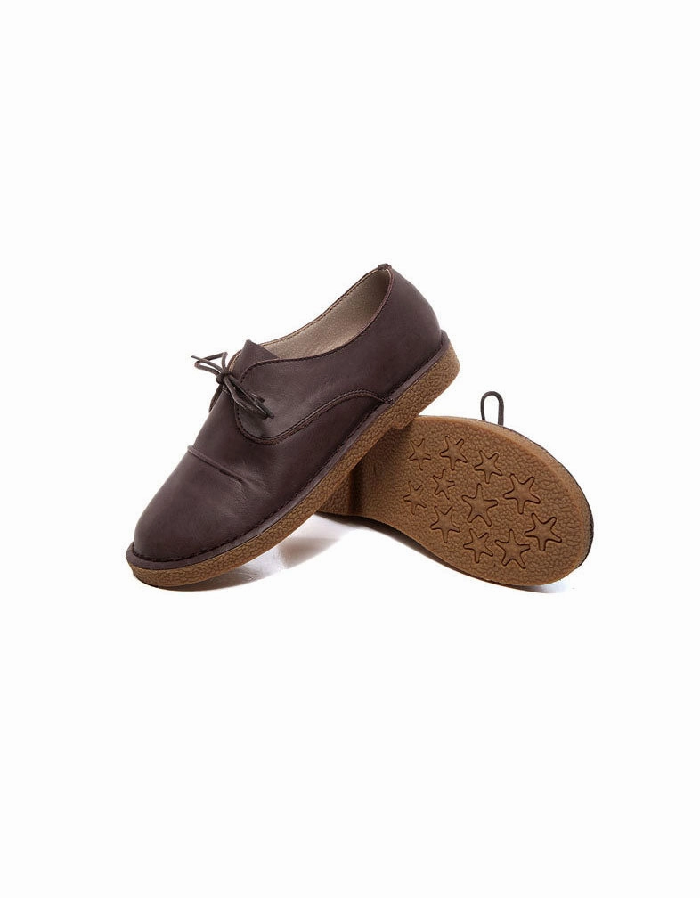 Handmade Soft Sole Lace-Up Retro Flat Shoes High Heel Shoes