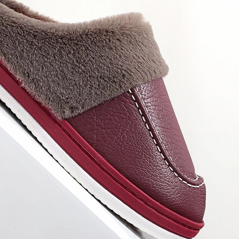 Groovywish Men PU Winter Slippers Fur Indoor Shoes Crocodile Slippers