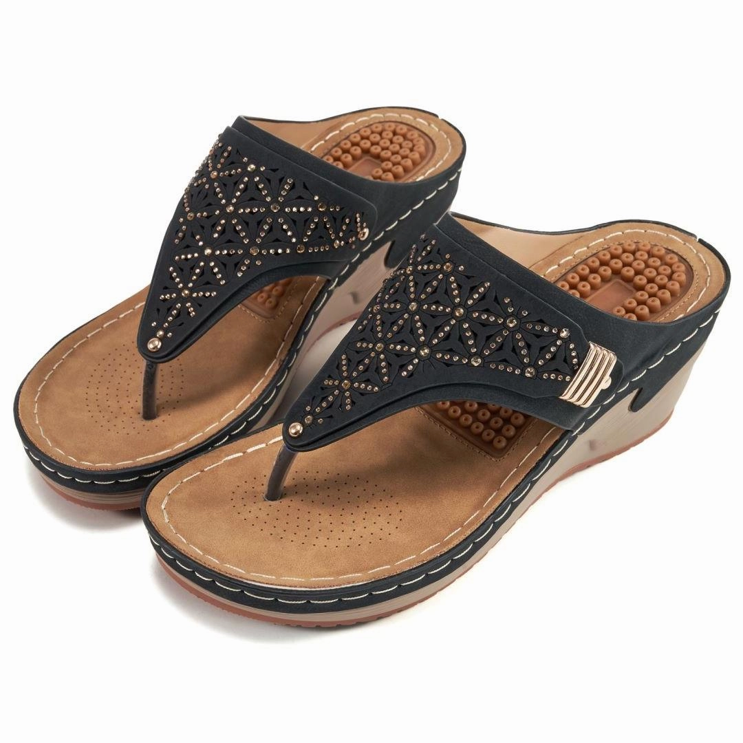 HARENCWomens Sandals Flip Flops for Women with Arch Support Summer Casual Wedge Thong Shoes Comfortable Platform Walk Sandal Urban Blend Flip Flops