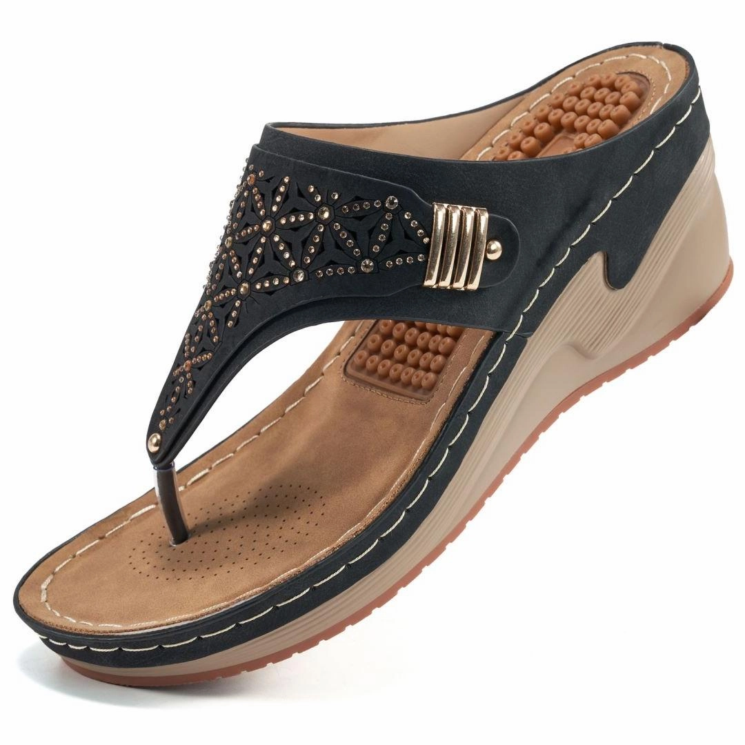 Rainbow Flip Flops Size Chart HARENCWomens Sandals Flip Flops for Women with Arch Support Summer Casual Wedge Thong Shoes Comfortable Platform Walk Sandal