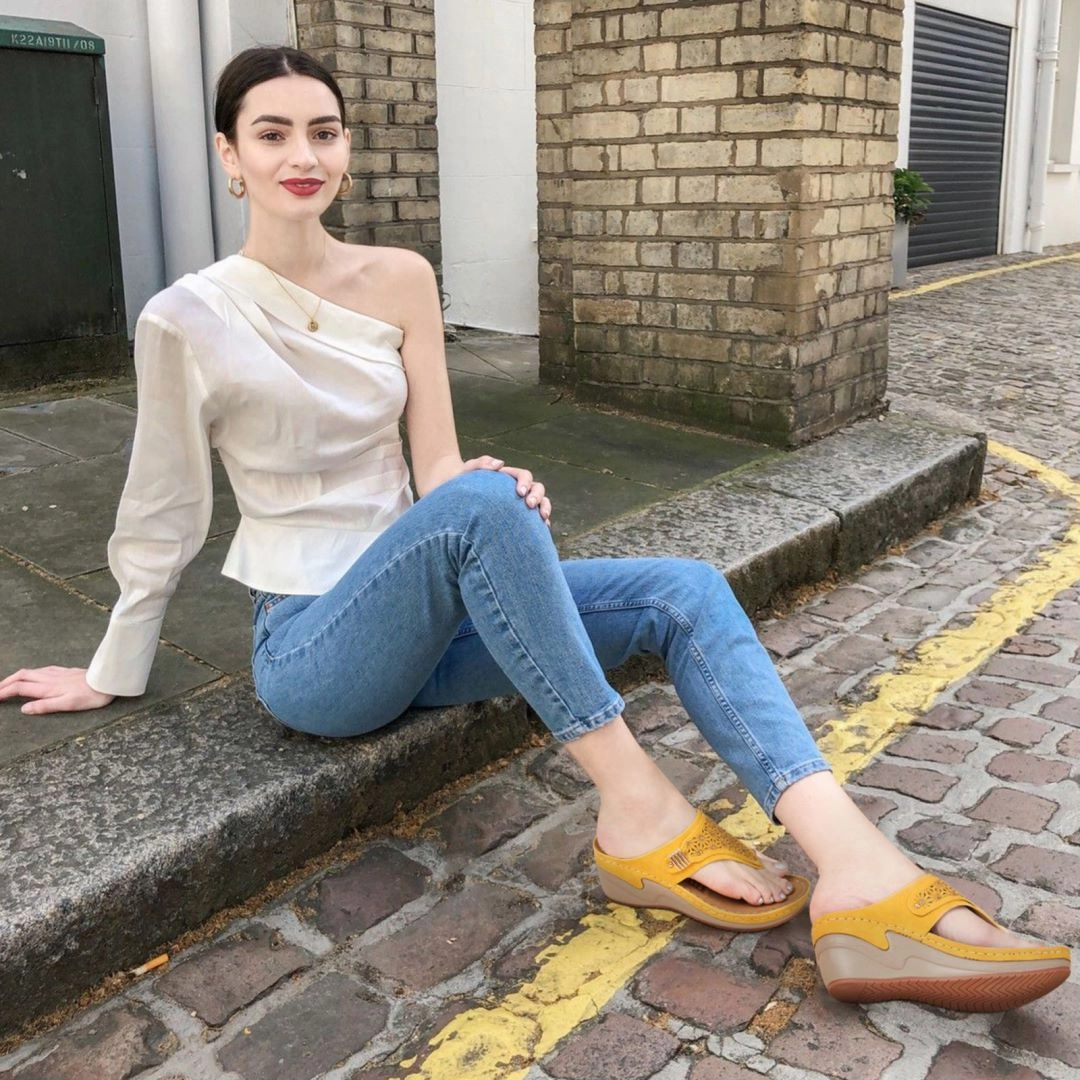 Best Home Flip Flops HARENCWomens Sandals Flip Flops for Women with Arch Support Summer Casual Wedge Thong Shoes Comfortable Platform Walk Sandal