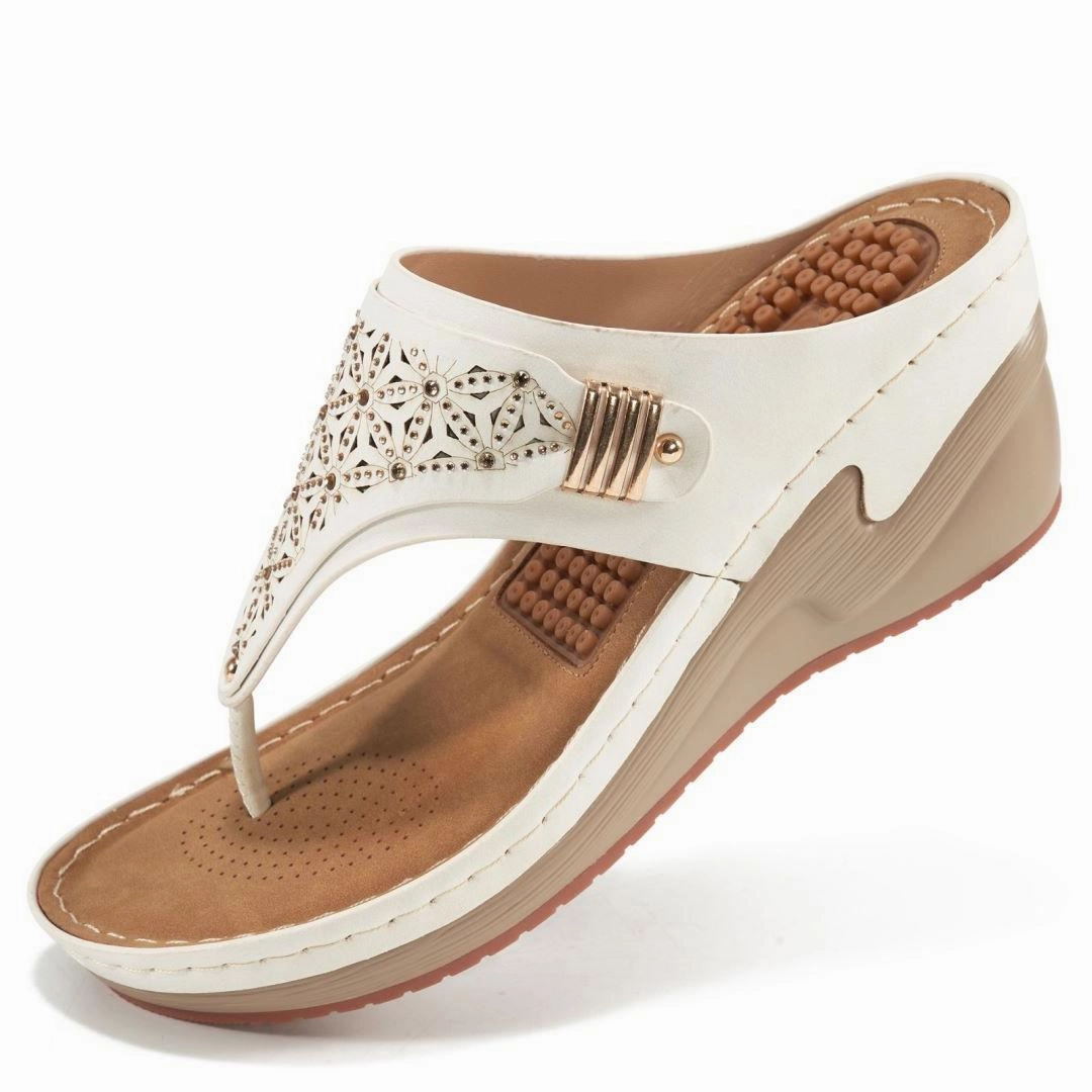 Aesthetic Flip Flops HARENCWomens Sandals Flip Flops for Women with Arch Support Summer Casual Wedge Thong Shoes Comfortable Platform Walk Sandal