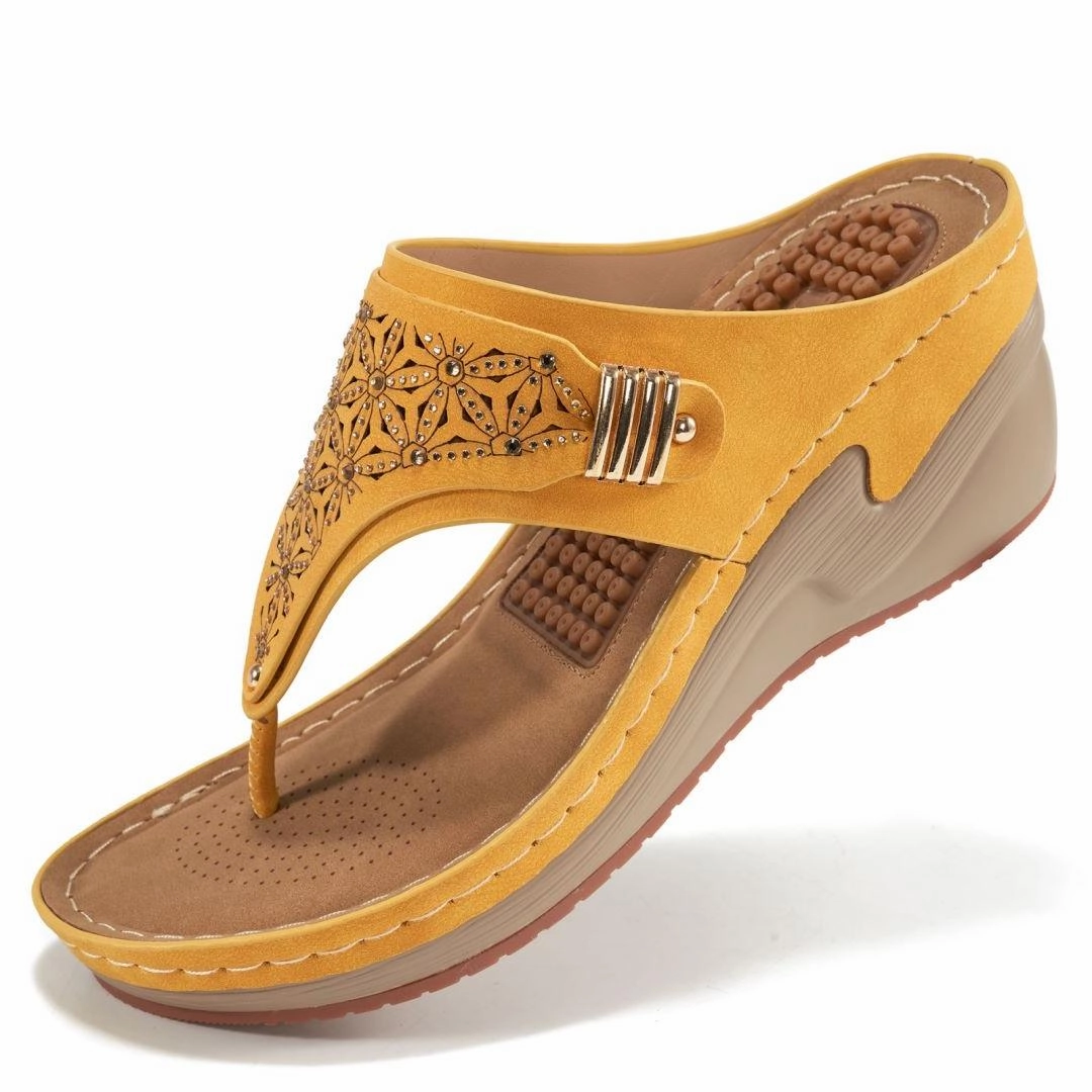 HARENCWomens Sandals Flip Flops for Women with Arch Support Summer Casual Wedge Thong Shoes Comfortable Platform Walk Sandal Flip Flops With Wide Feet