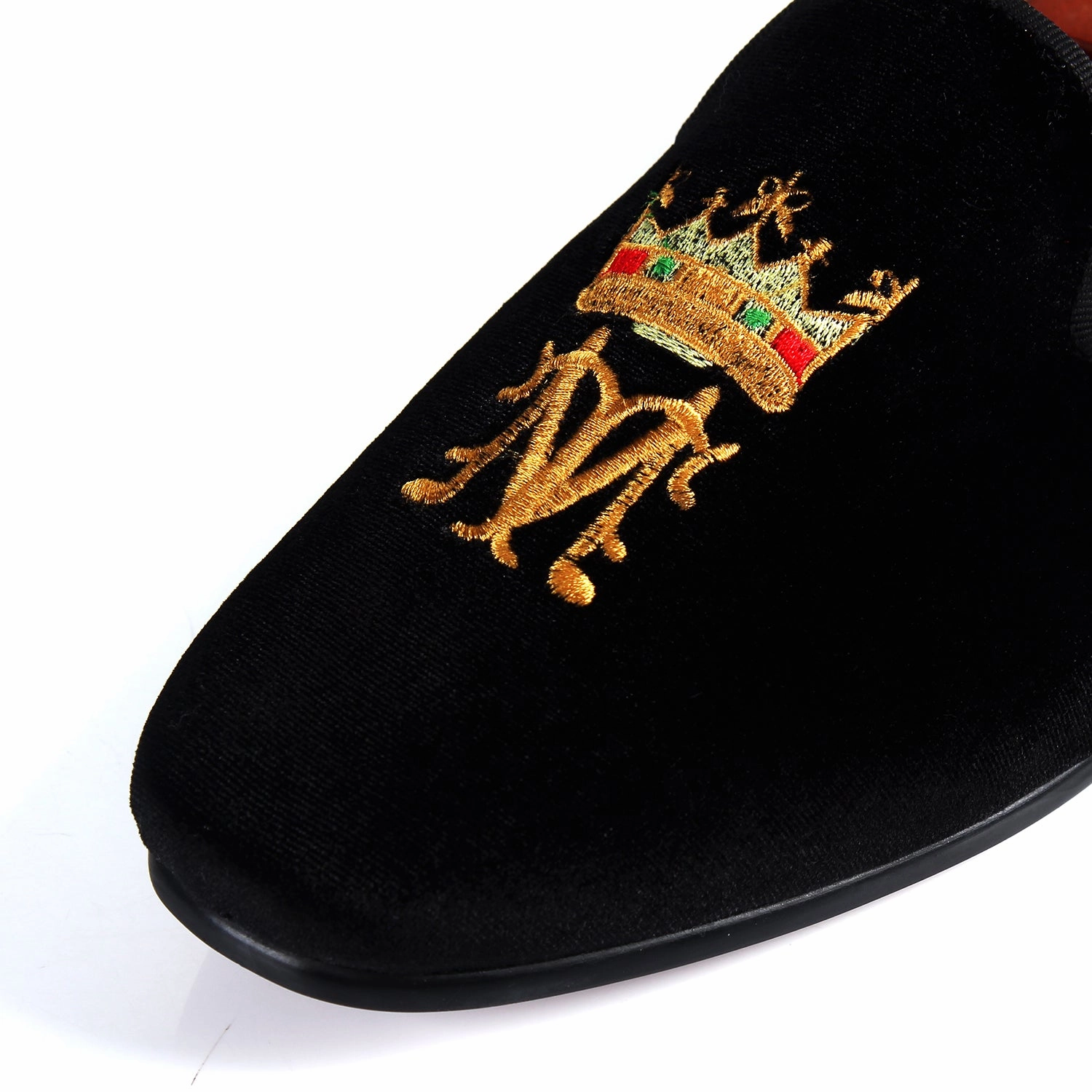 Harpelunde Men Driving Loafer Shoes Blue Velvet Slippers Half Ballet Slippers