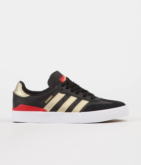 Adidas Busenitz Vulc RX Shoes - Core Black / Gold Metallic / Scarlet Adidas 80s Tennis Shoes