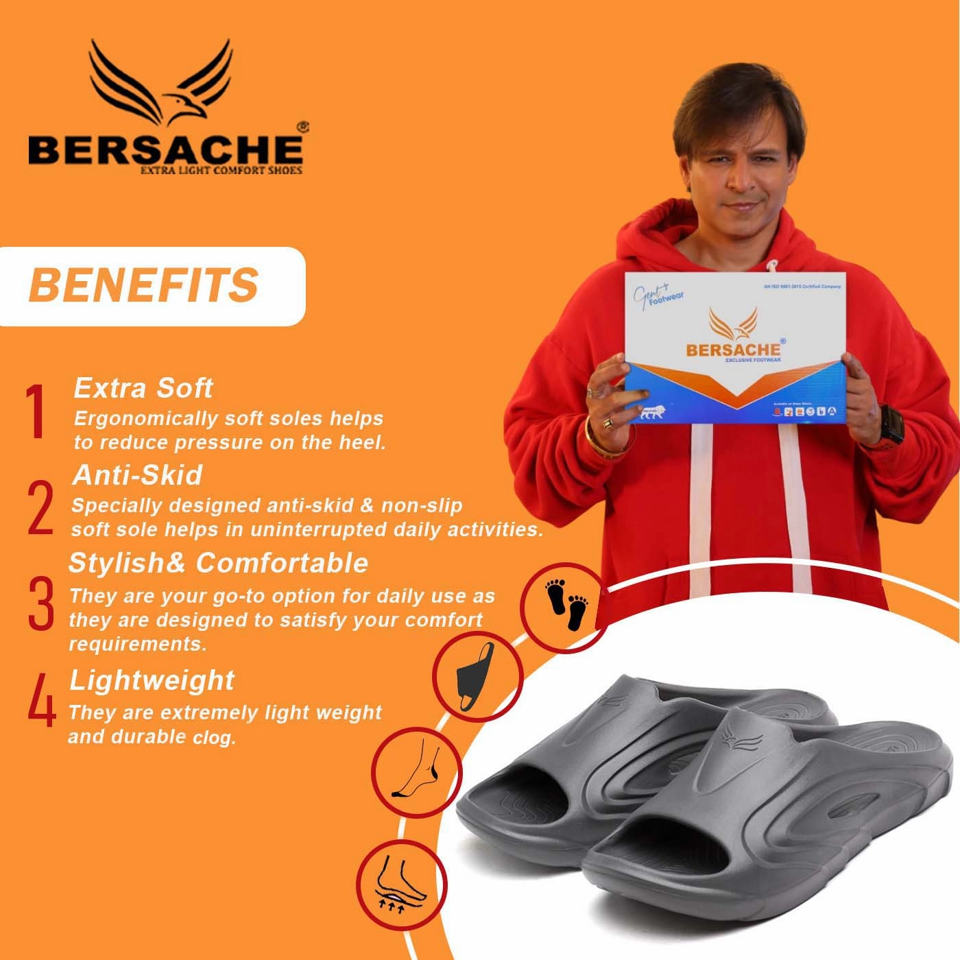 Nike Slippers Bersache Extra Soft Classic Casual with  Regular wear with Ultra Soft & Flexibility Technology Clog's for Men's & Boy's (6117-Dark Grey)