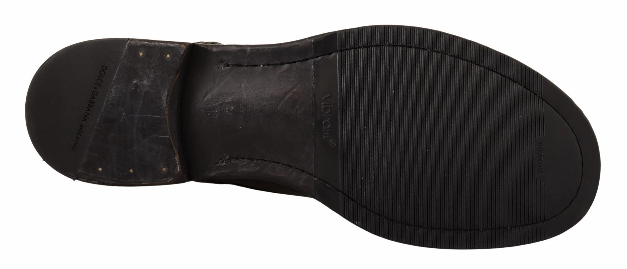 Dolce & Gabbana Black Leather Formal Lace Up Shoes Crochet Loafers