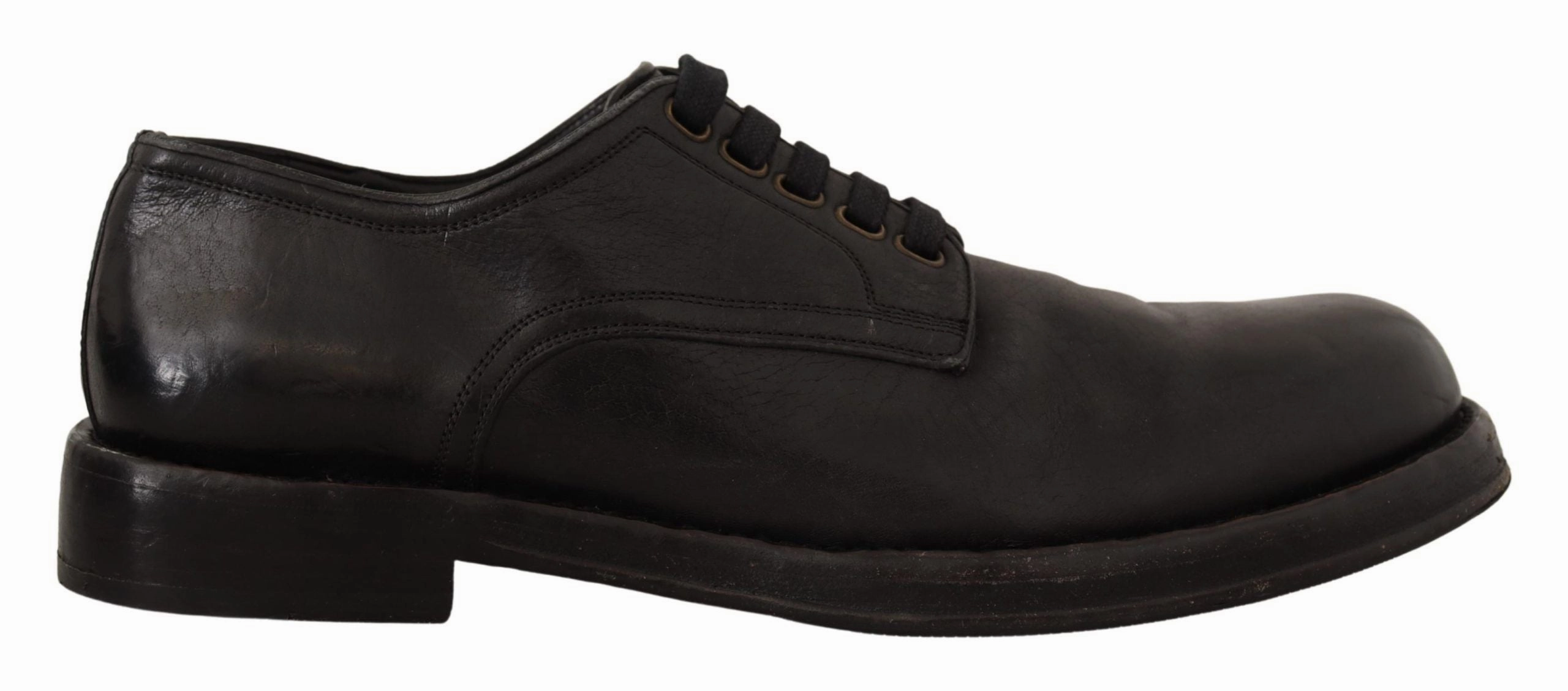 Dolce & Gabbana Black Leather Formal Lace Up Shoes Christyn Penny Loafers
