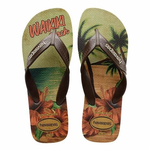 HAVAIANAS SURF - SAND GREY/DARK BROWN/BEIGE Terry Cloth Slippers With Rubber Soles