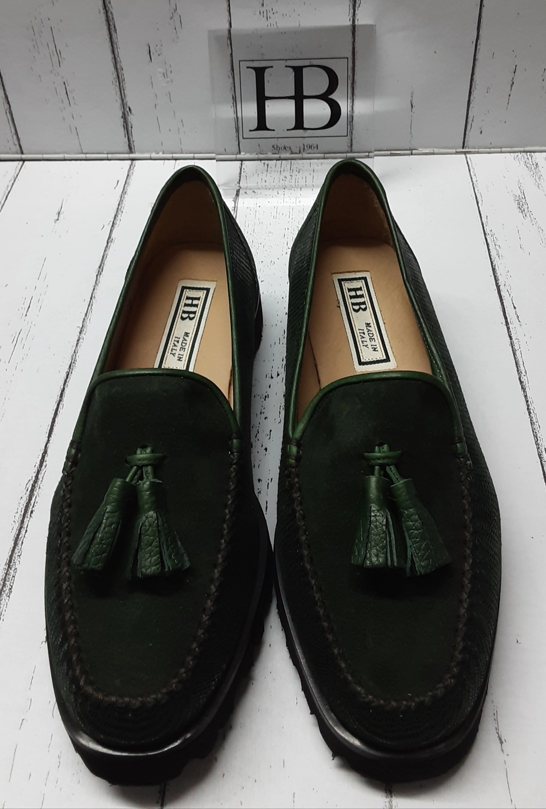 HB Italia - 544 - LOAFER - FOREST GREEN Varanus Suede Nappa - 7952 Penny Loafers