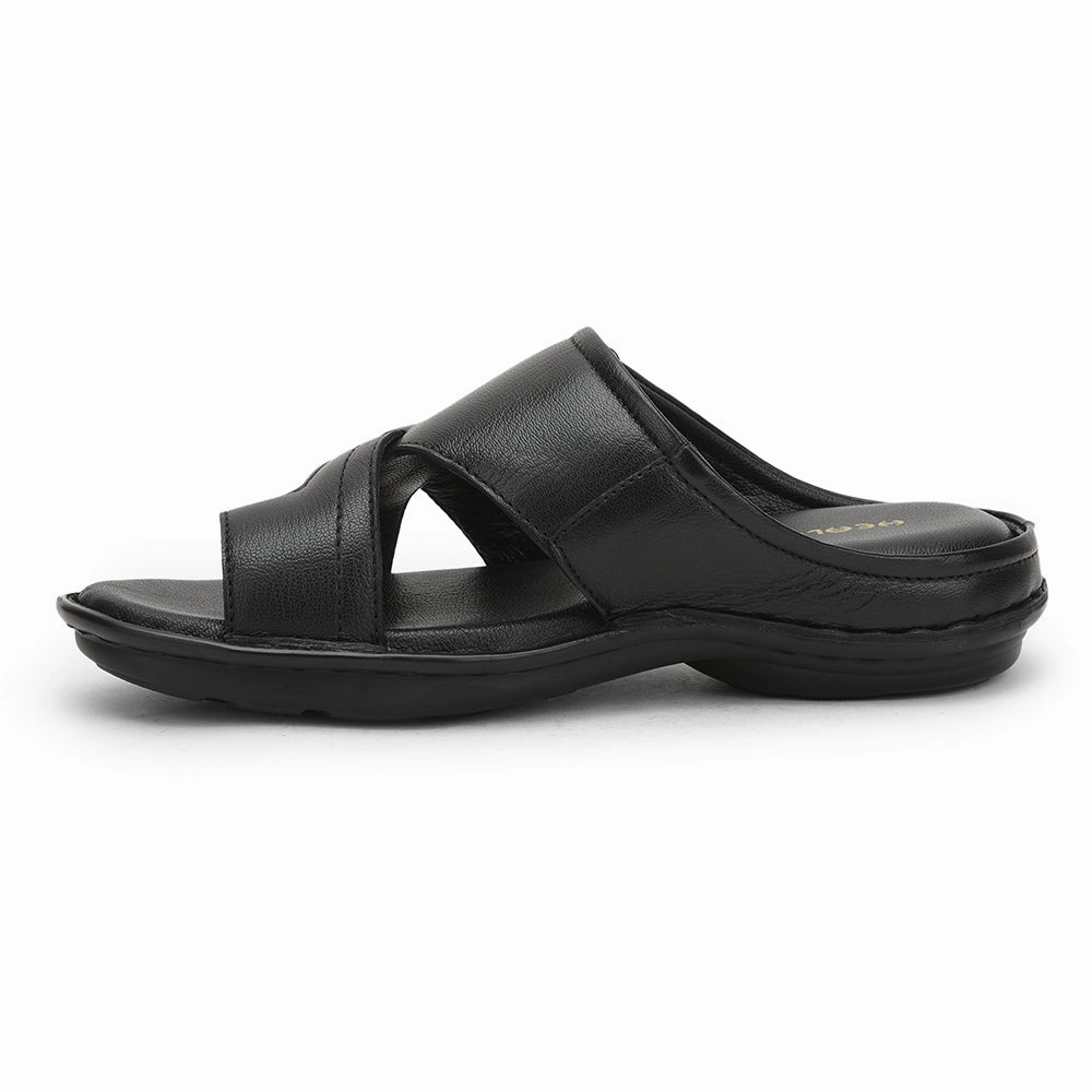 Leather Slide Healers Formal Thong For Men (Black) ER-52 By Liberty