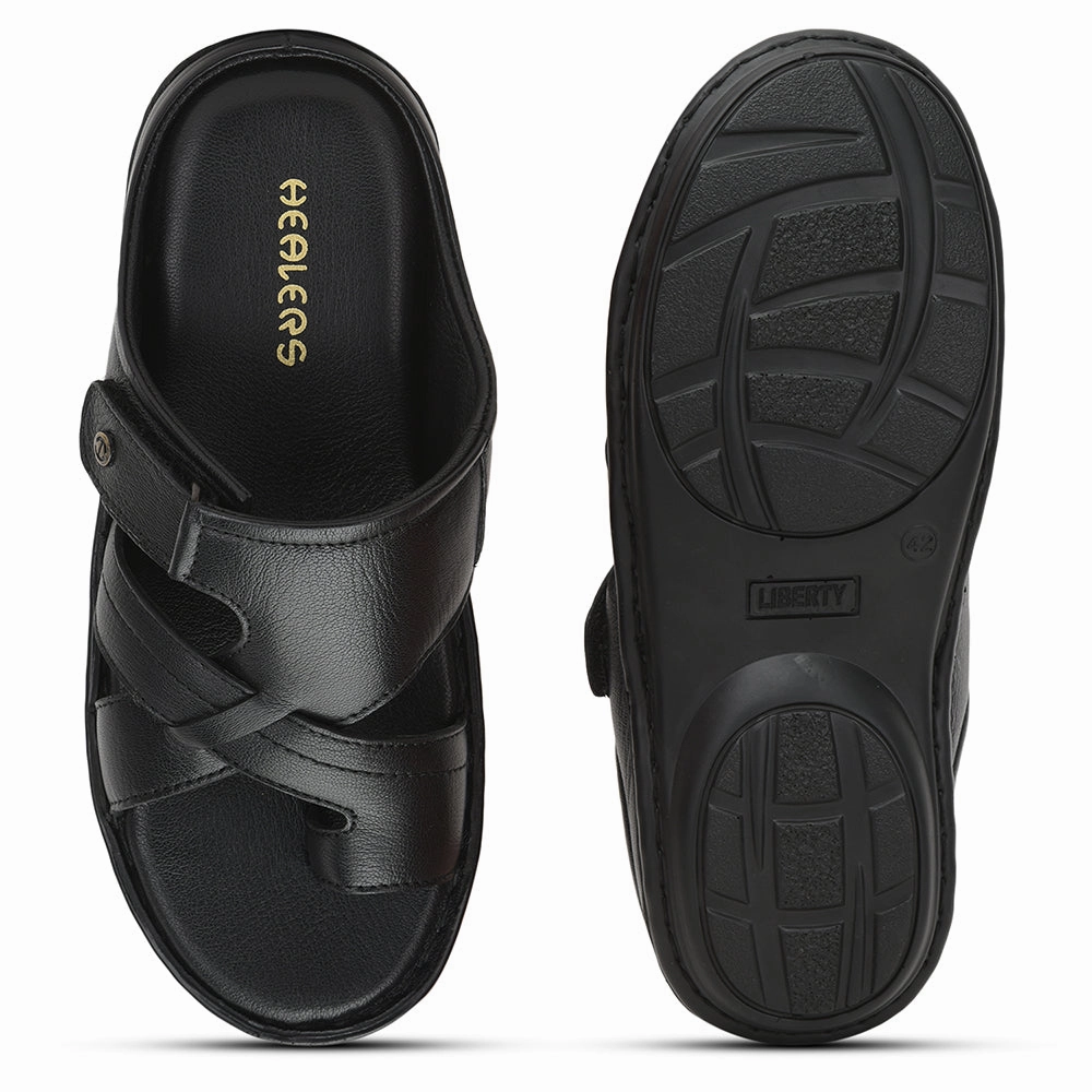 By Burree Slippers Healers Formal Thong For Men (Black) ER-52 By Liberty