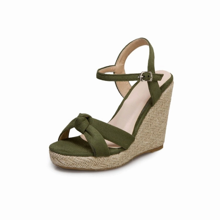 Dolce Vita Sandals Women's Suede Knot Ankle Strap Woven Wedge Heel Platform Sandals