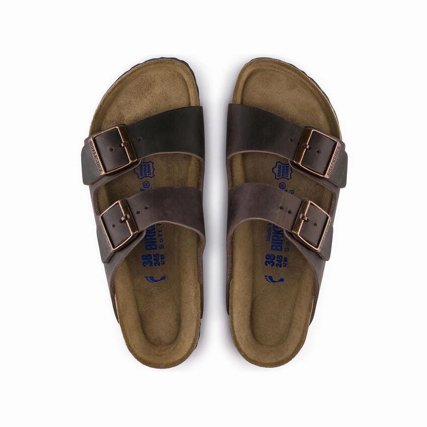 'Birkenstock' Men's Arizona Oiled Leather Soft Bed Sandal - Habana Vans Slide Sandals