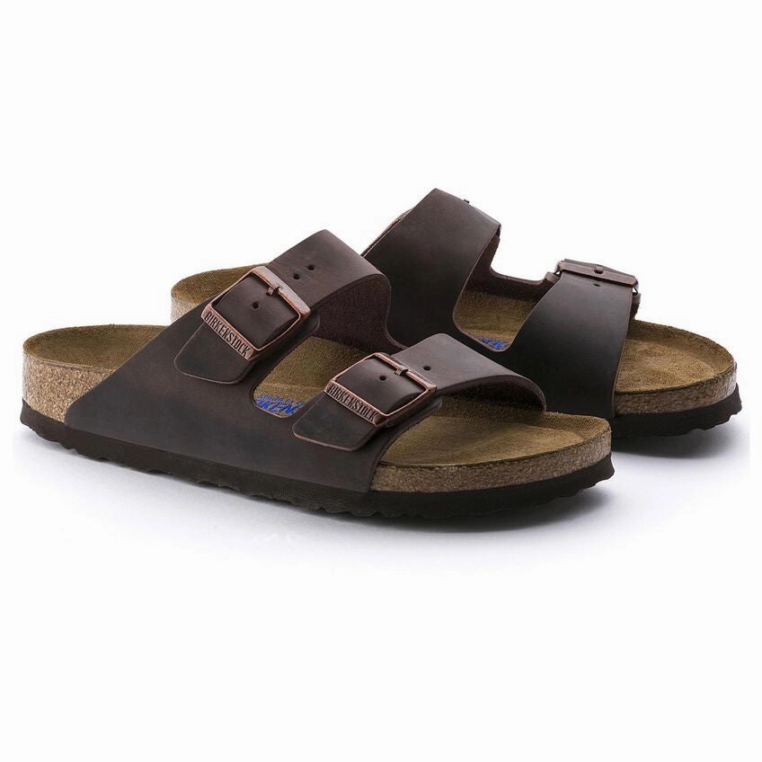 'Birkenstock' Men's Arizona Oiled Leather Soft Bed Sandal - Habana Good Support Sandals