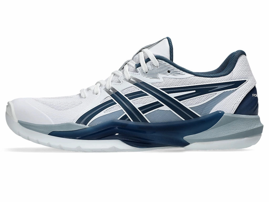 Asics Ortho Shoes Asics Men's POWERBREAK FF Netball Shoes in White/Vintage Indigo