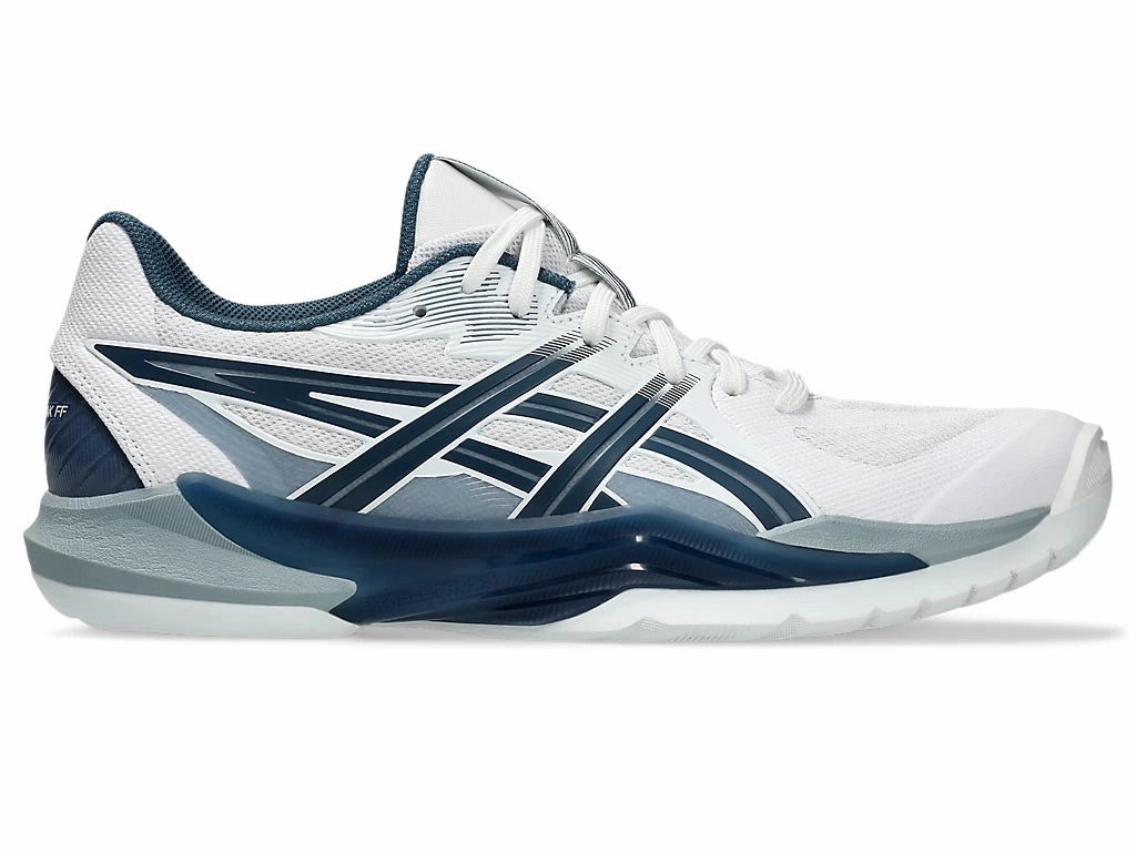 Asics Shoes Weightlifting Asics Men's POWERBREAK FF Netball Shoes in White/Vintage Indigo
