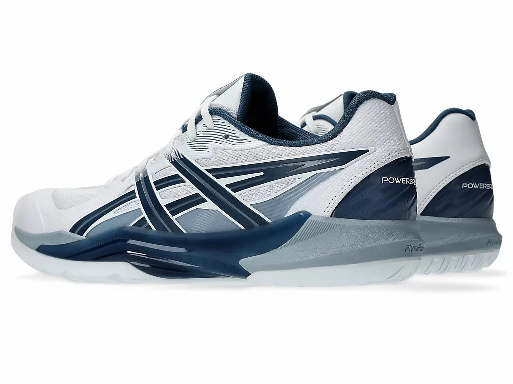 Asics Men's POWERBREAK FF Netball Shoes in White/Vintage Indigo Shoes Asics Women