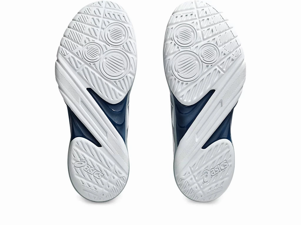Asics Shoes Design Asics Men's POWERBREAK FF Netball Shoes in White/Vintage Indigo