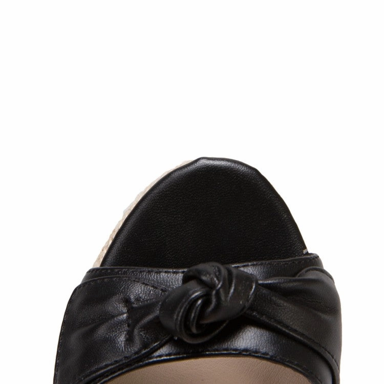 Judy Sandals Women's Butterfly Knot Ankle Strap Woven Wedge Heel Platform Sandals