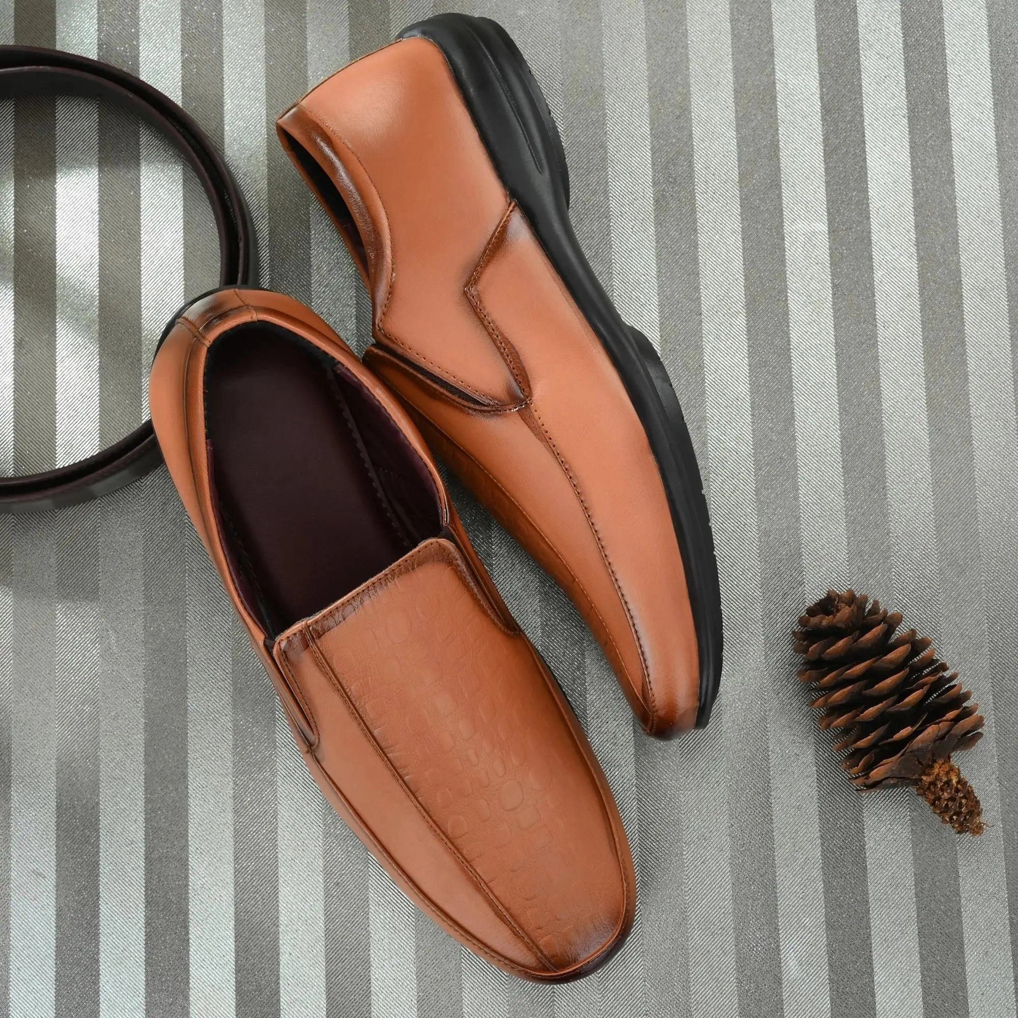 Loafers Tan Formal Synthetic Slip-on Leather Loafer Kelly & Katie Loafers