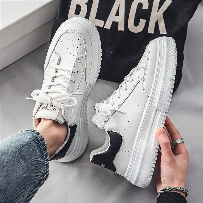 2024 Leather Men White Flat Casual Shoes Lightweight Sneakers Breathable Sports Shoes Shoes for Men Tenis Shoe Zapatillas Hombre Pointy Shoes Flat