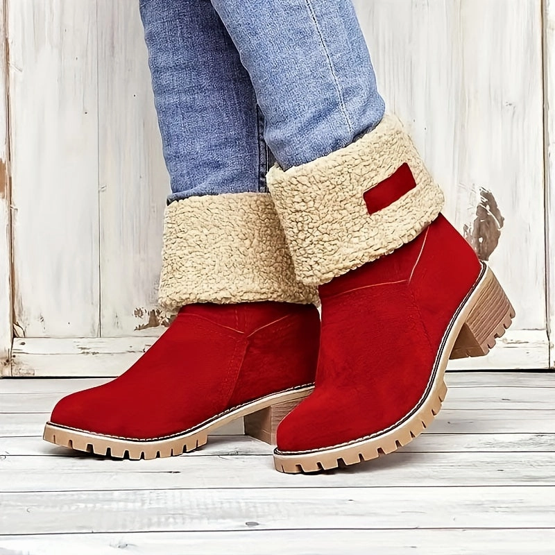 Women's Winter Orange Boots To Stay Warm Cozy in Style Casual Jean Shoes