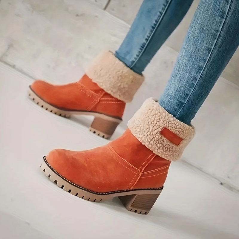 Women's Winter Orange Boots To Stay Warm Cozy in Style Black Oxford Shoes Casual