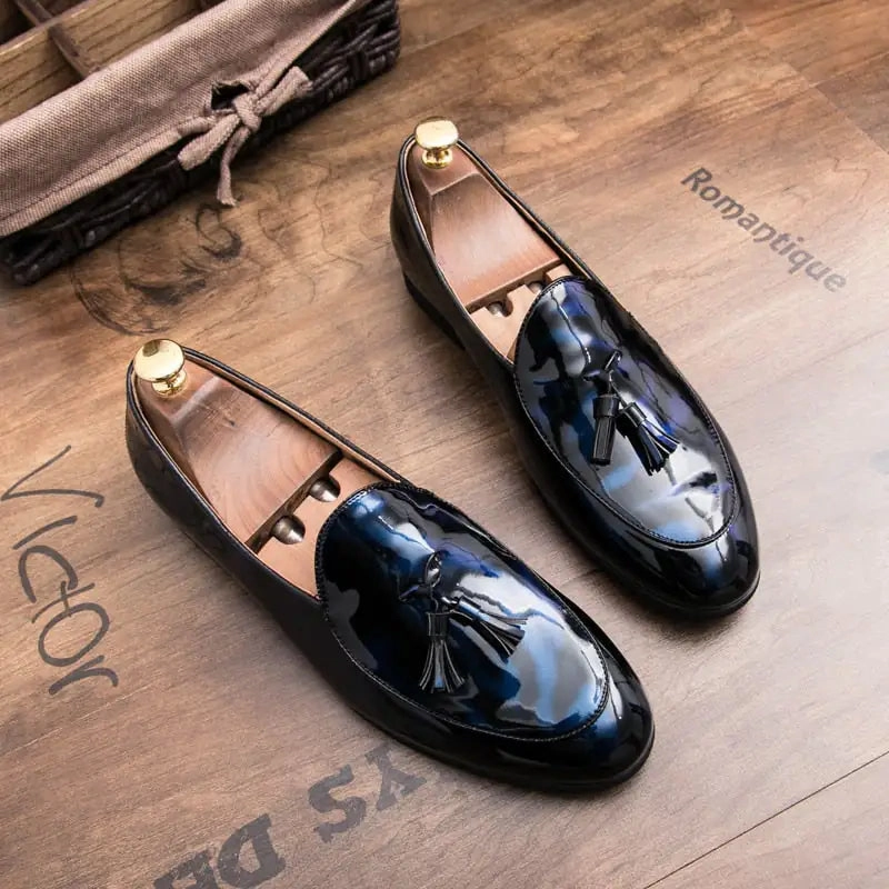 il Lussone - Italian Style Patent Leather Loafers for Men Flat Loafers