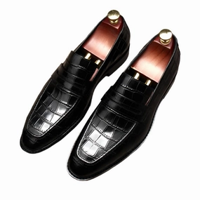 il Milanino - Elegant leather alligator print Loafers (Crocodile pattern) Toe Box Loafers