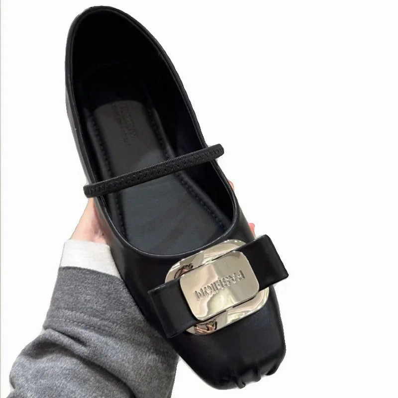 Gym Flat Shoes DAIIIBABYYY  -  2024 Spring Pink New Brand Women Flat Shoes Fashion Gold Buckle Ladies Ballerinas Shoes Soft Flat Heel Dress Mary Jane Shoe