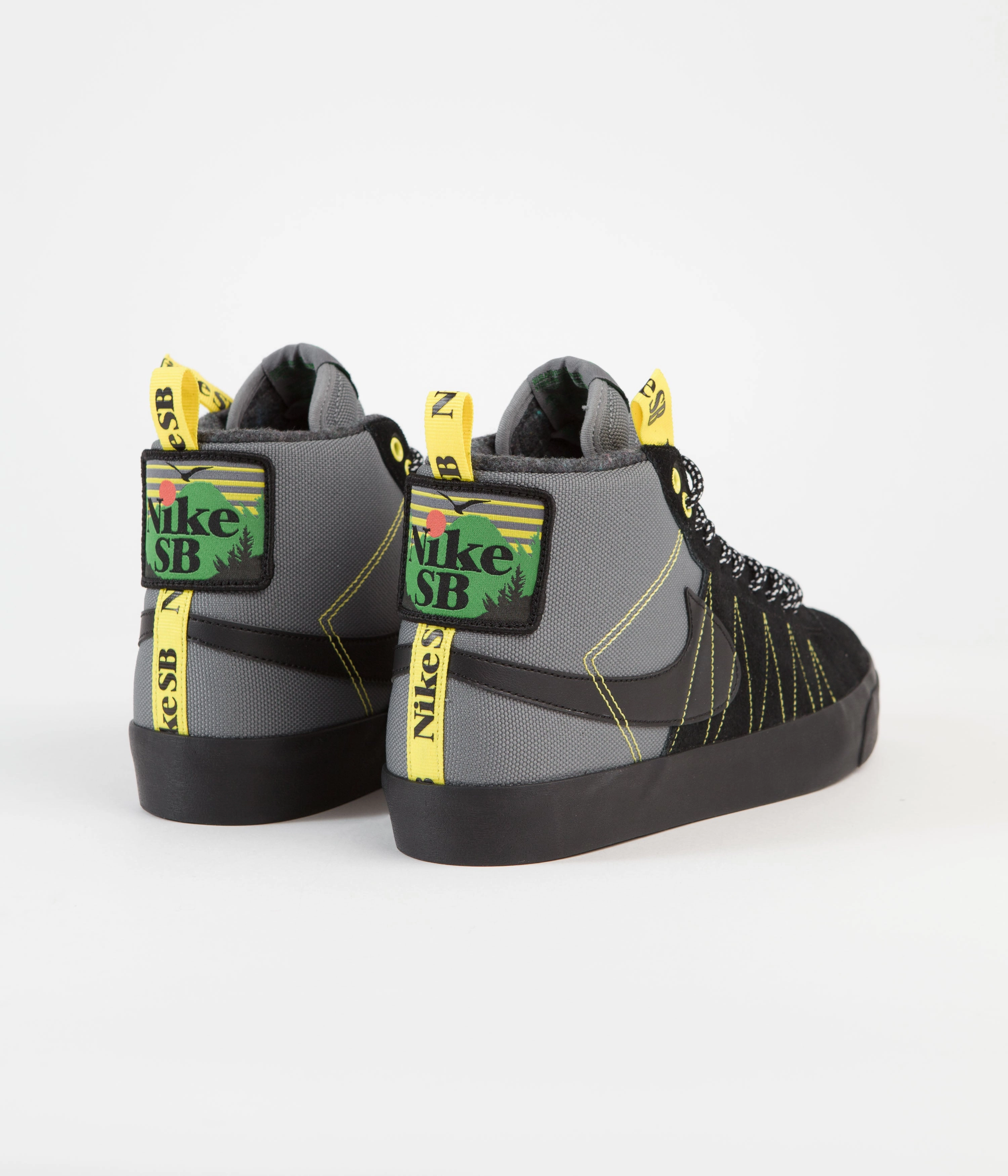 Venom Asics Shoes Nike SB Blazer Mid Premium Shoes - Cool Grey / Black - White - Yellow Strike