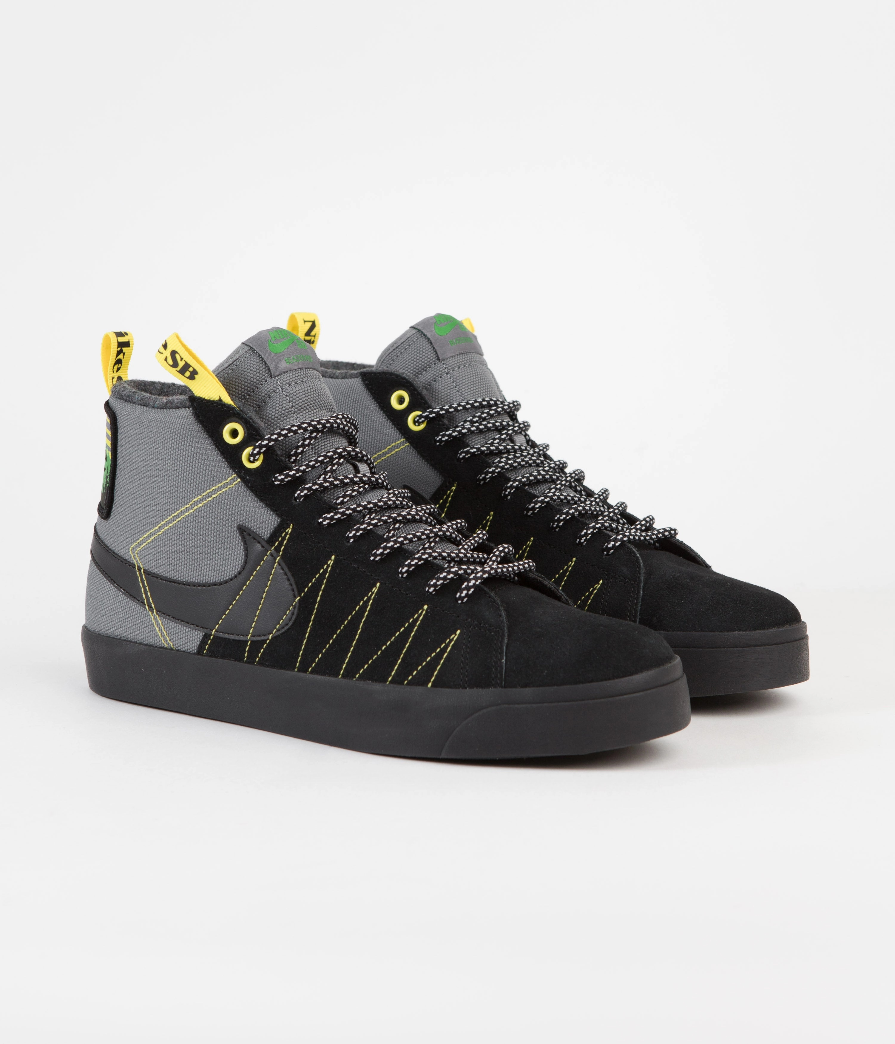 Asics Chart Shoes Nike SB Blazer Mid Premium Shoes - Cool Grey / Black - White - Yellow Strike